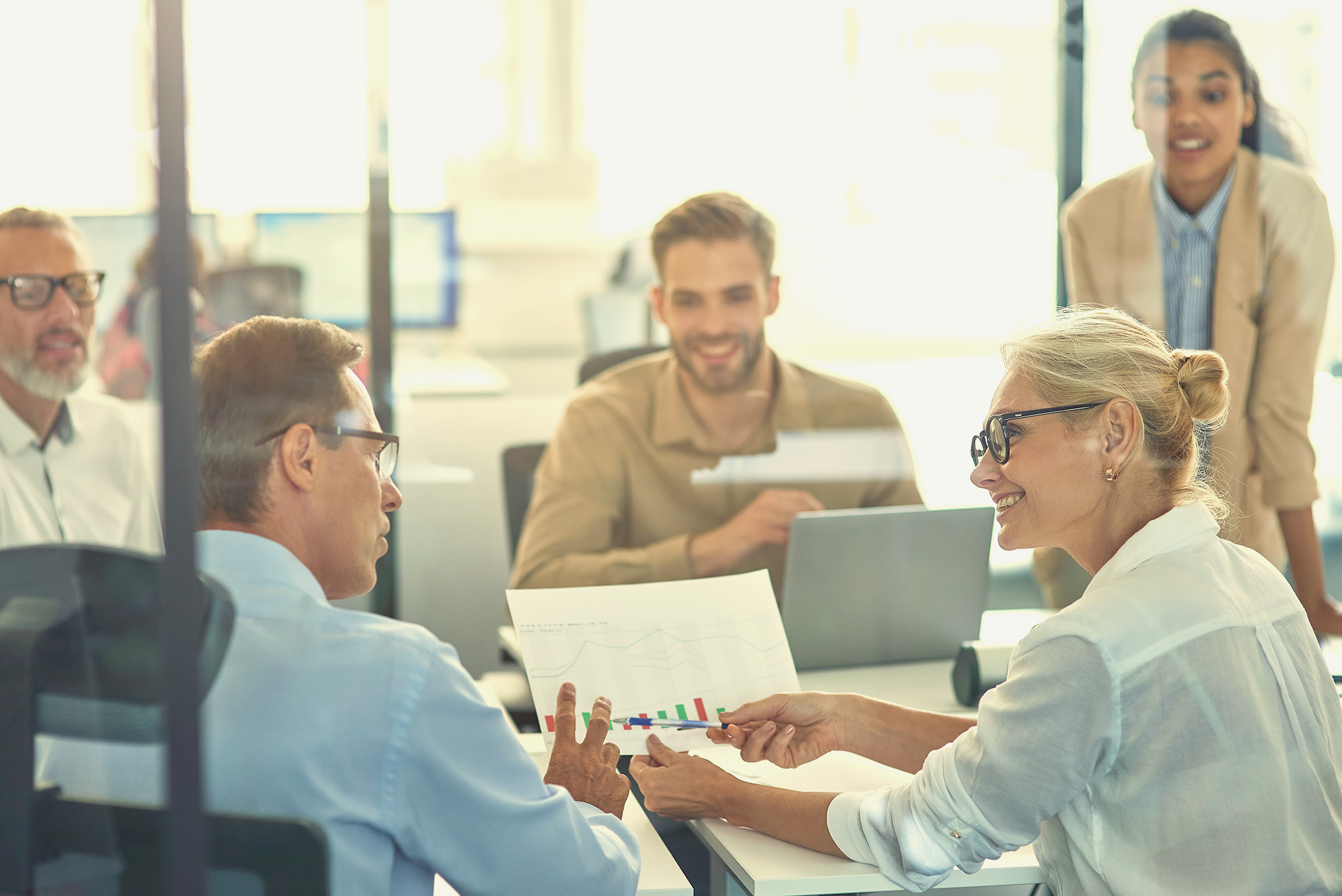 People in a business meeting.