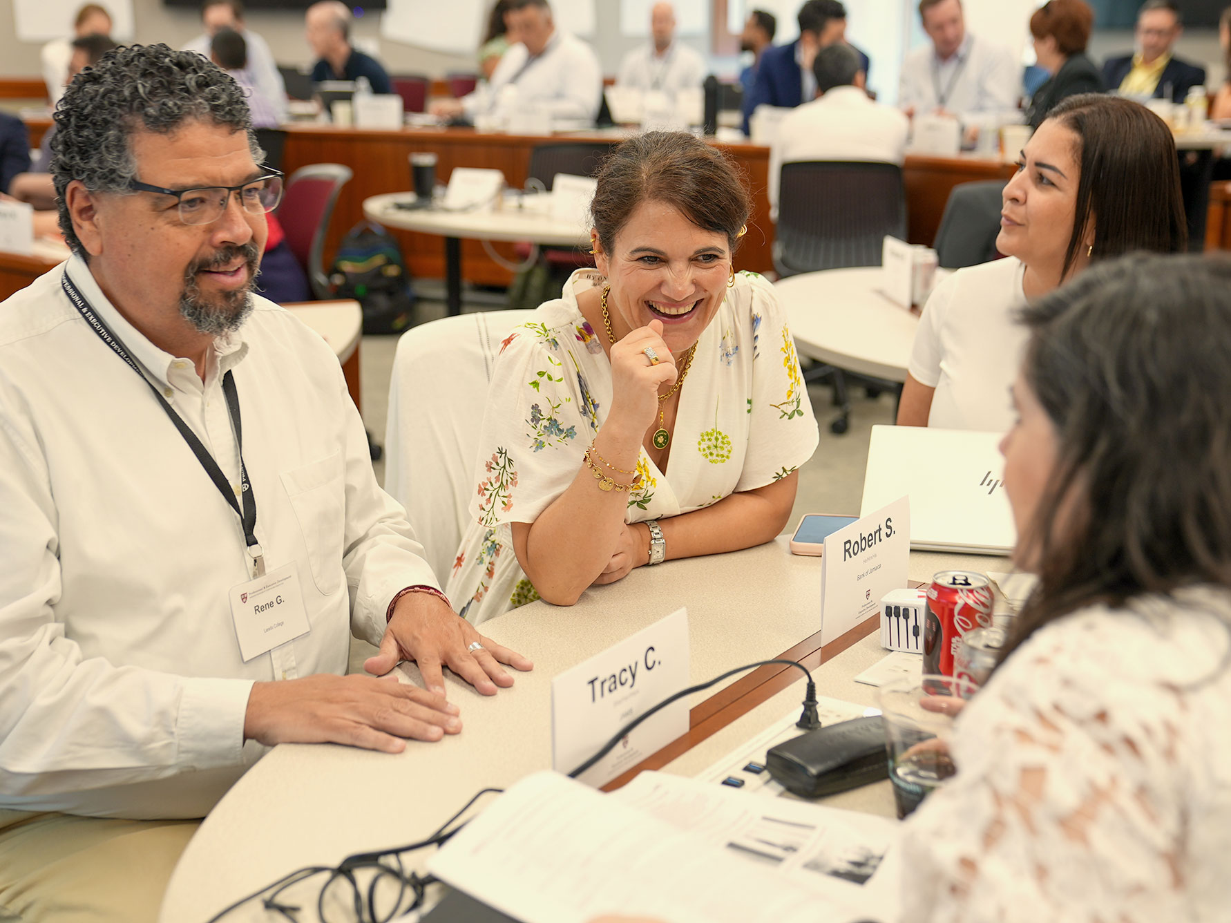 Program participants work together in a group during class.